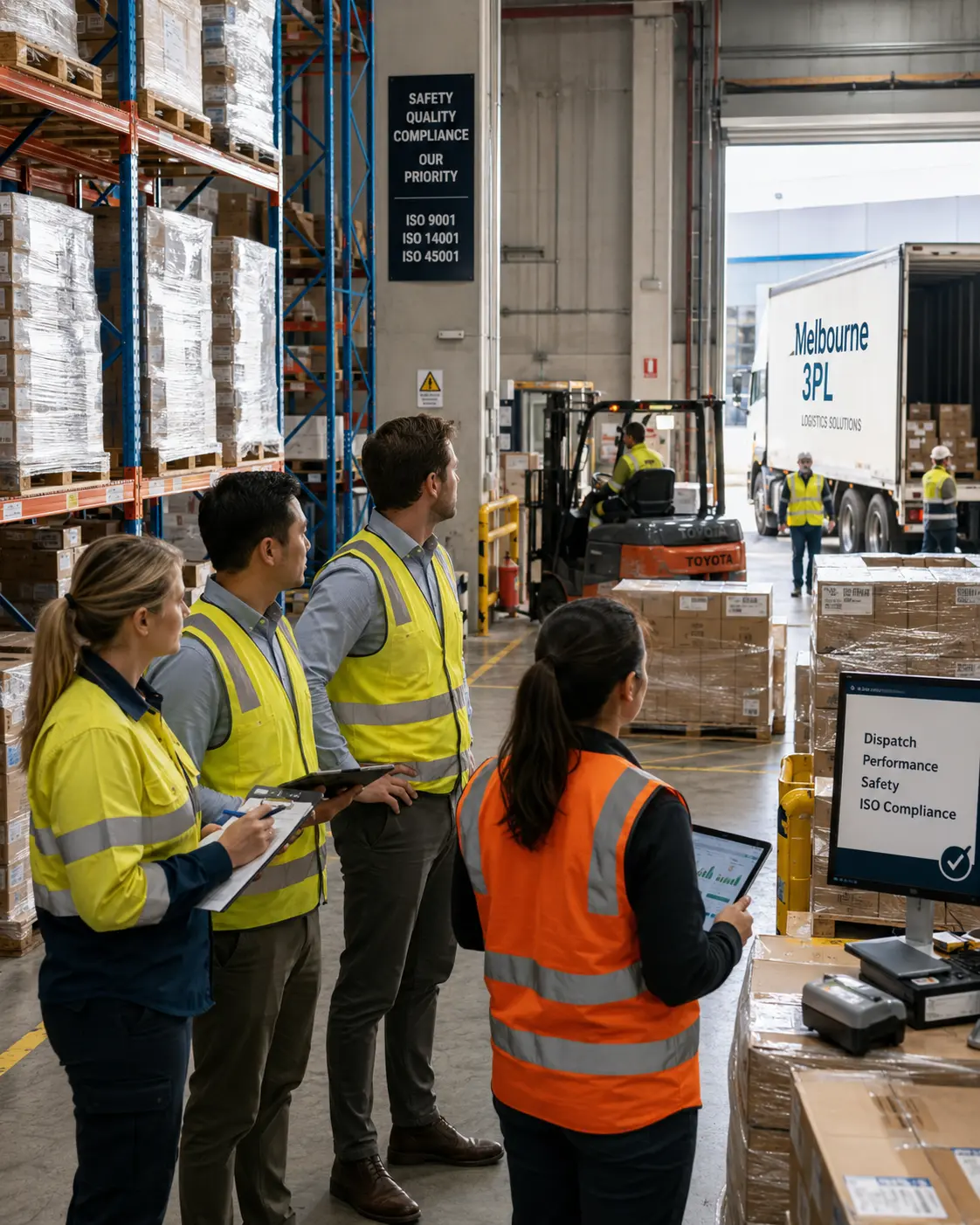 Logistics warehouse team using ISO Toolkits for supply chain controls